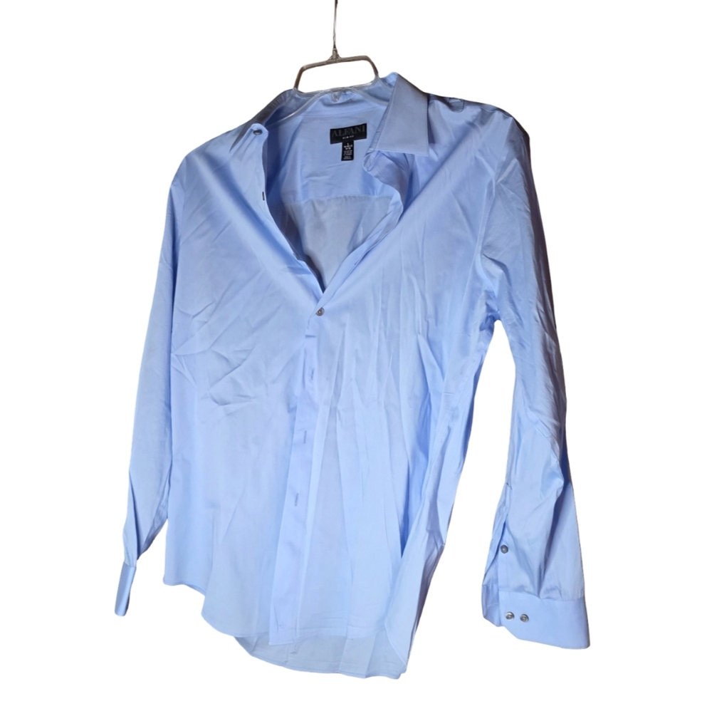 Alfani Slim Fit Light Blue Button-Down Shirt Size L 16-16.5